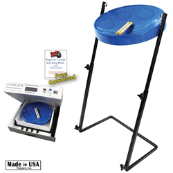 Panyard W1159 Jumbie Jam Steel Drum Kit - Metal Z-Floor Stand - Blue Pan